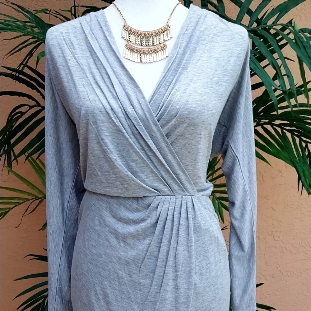 Haute Hippie Soft Gray Drape-Knit Low Dress